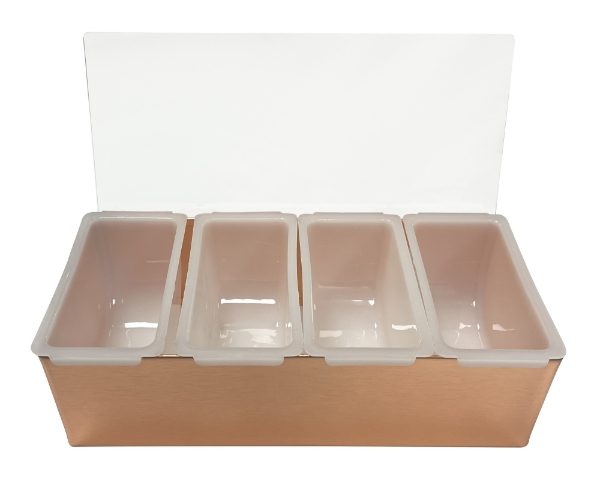 4 Part S/St Condiment Holder Copper Plated