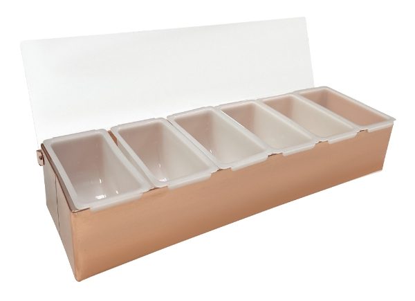 6 Part S/St Condiment Holder Copper Plated