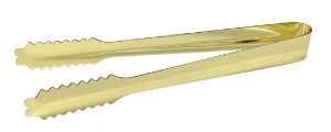 7 Inch S/St Ice Tongs Gold Plated